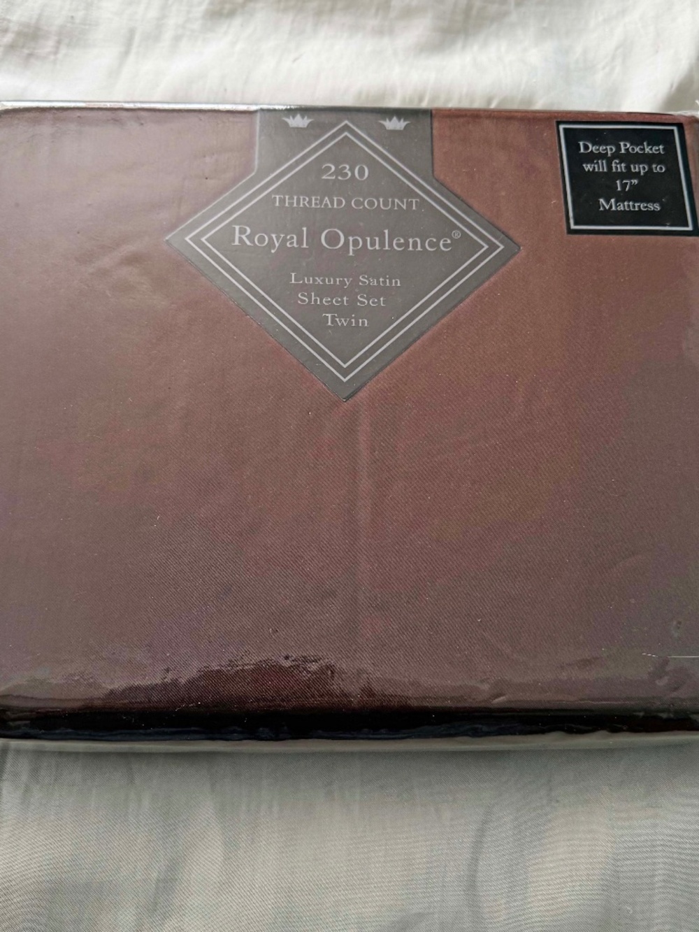 SATIN SHEET SET LUXURY TWIN SIZE, CHOCOLATE, 230 THREAD COUNT, DEEP POCKET FITS